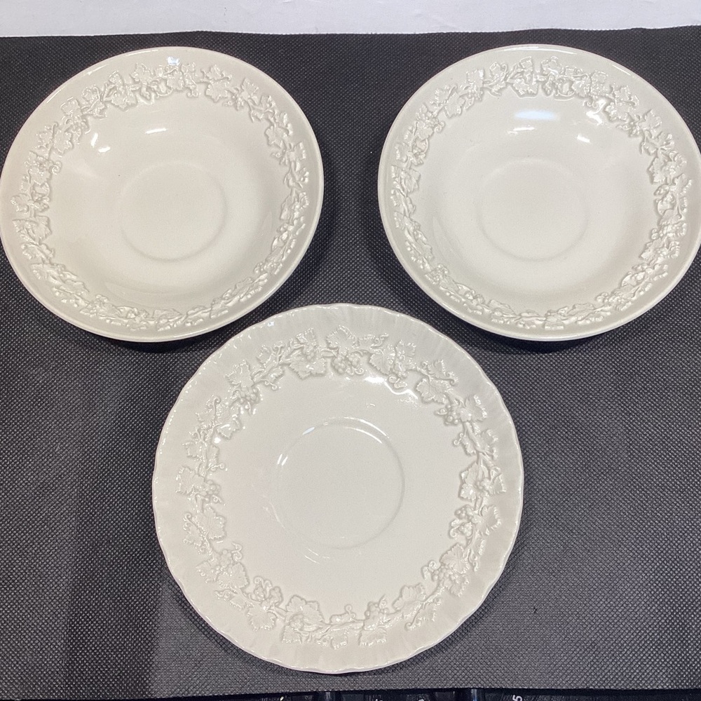 3 Vtg Wedgwood of Etruria & Barlaston England Queensware Embossed Saucer